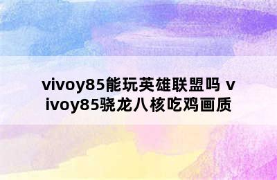 vivoy85能玩英雄联盟吗 vivoy85骁龙八核吃鸡画质